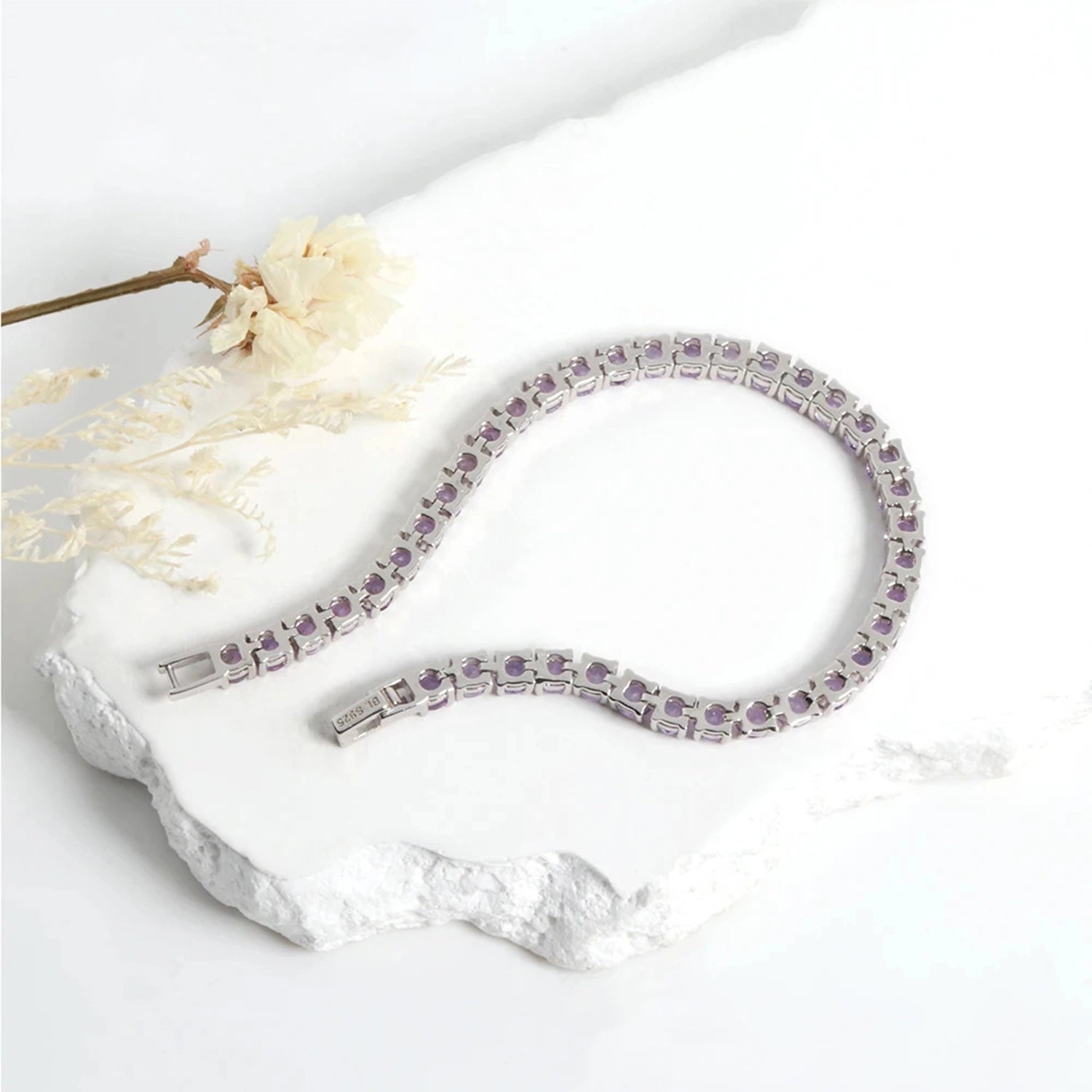 Brazil Amethyst Geometric Silver Bracelet